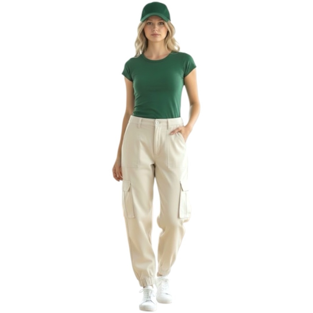 Simons Twik Cream Organic Cotton Cargo Pants High Rise Sz L Minimalist Neutral